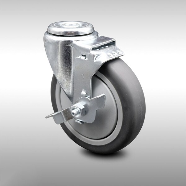 5 Inch SS Thermoplastic Rubber Wheel Swivel Bolt Hole Caster with Brake SCC
